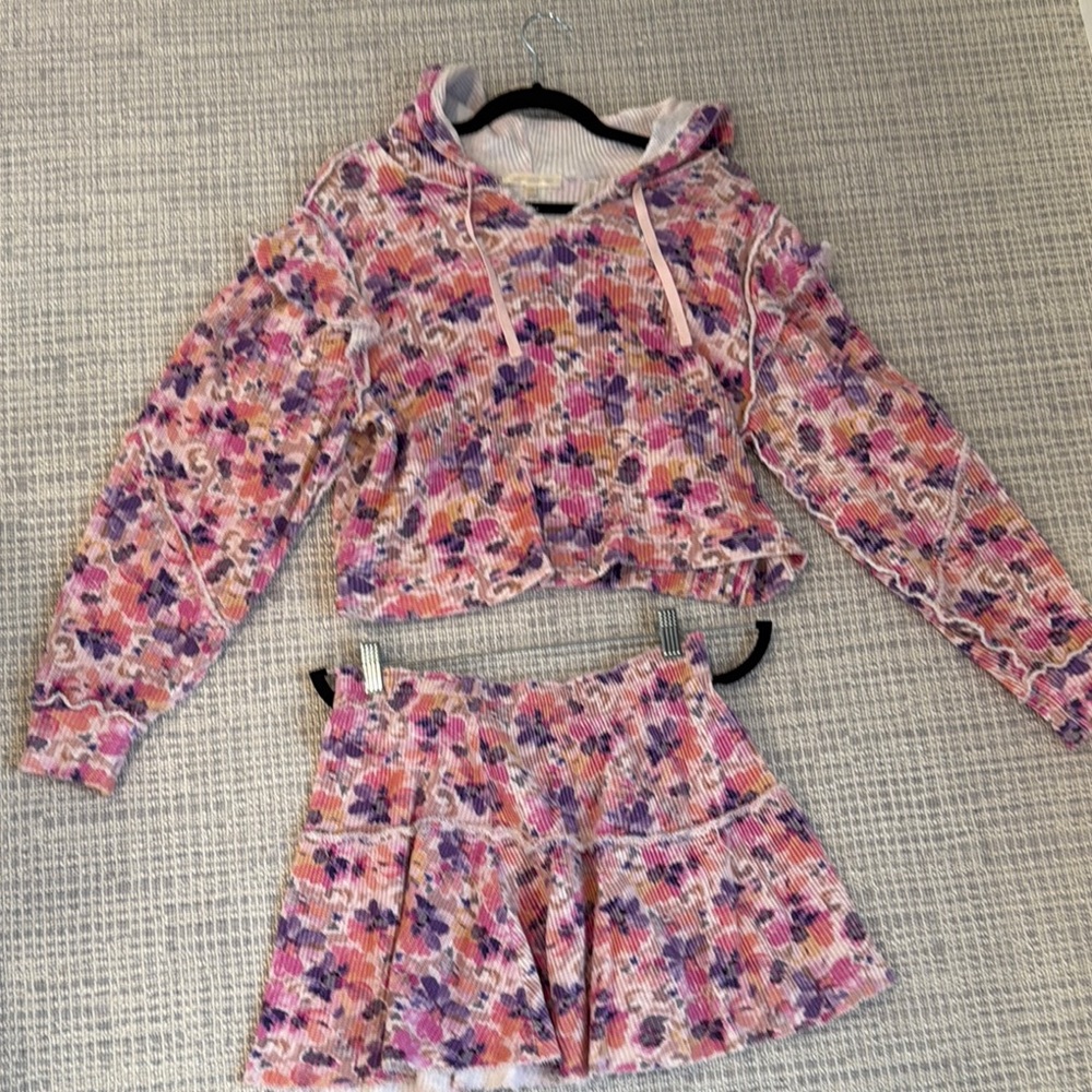 LoveShackFancy Floral Hoodie and Skirt Set